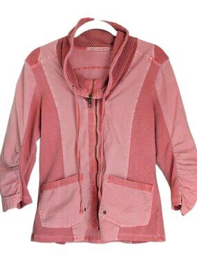 XCVI Fjord Jacket Womens S Red Lightweight Funnel Neck Utility Casual Boho Mesh
